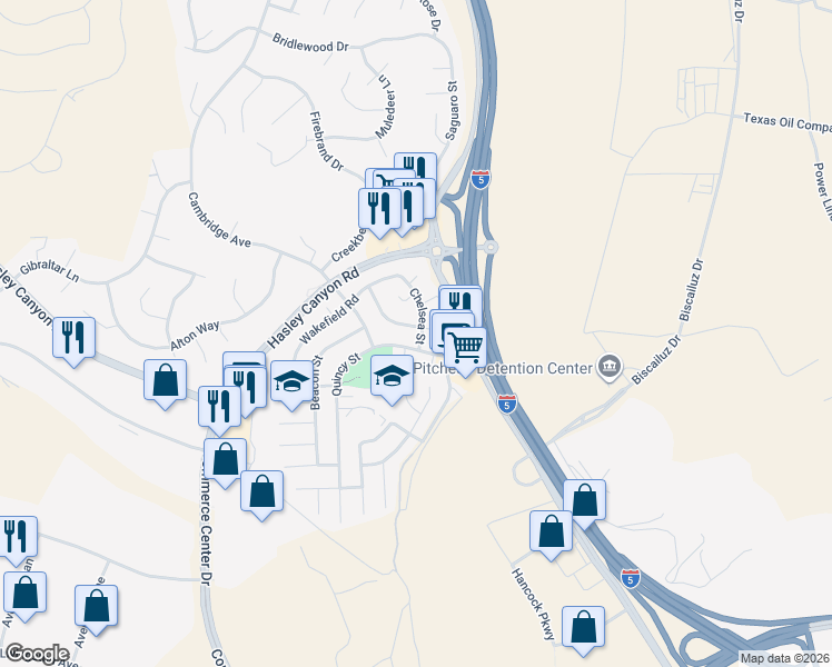 map of restaurants, bars, coffee shops, grocery stores, and more near 27630 Hartford Avenue in Castaic