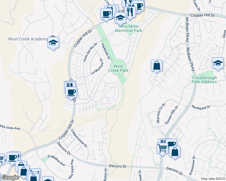 map of restaurants, bars, coffee shops, grocery stores, and more near 24113 Paseo del Rancho Drive in Santa Clarita
