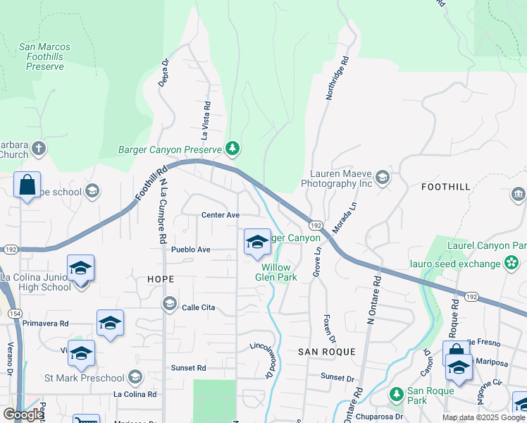 map of restaurants, bars, coffee shops, grocery stores, and more near 910 Crestwood Drive in Santa Barbara