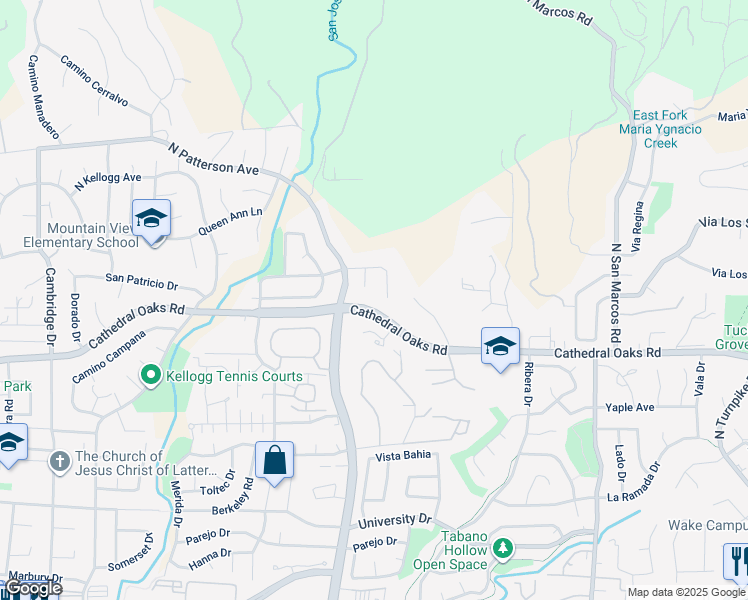 map of restaurants, bars, coffee shops, grocery stores, and more near 5225 Paseo Cameo in Santa Barbara