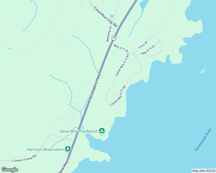 map of restaurants, bars, coffee shops, grocery stores, and more near 363 Camp Ney a Ti Road in Guntersville