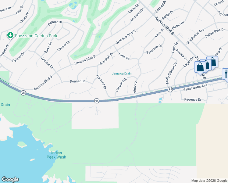map of restaurants, bars, coffee shops, grocery stores, and more near 897 Cataract Drive in Lake Havasu City
