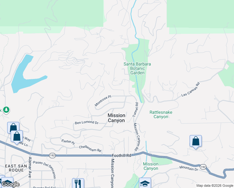 map of restaurants, bars, coffee shops, grocery stores, and more near 2618 Montrose Place in Santa Barbara