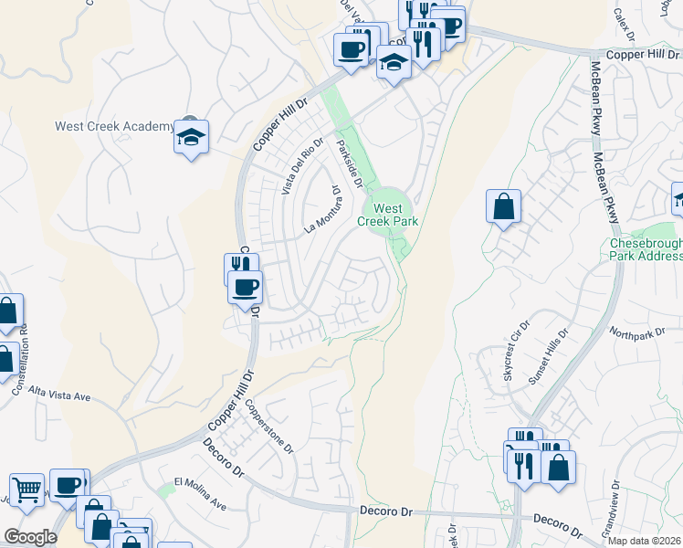 map of restaurants, bars, coffee shops, grocery stores, and more near 28365 Vela Way in Santa Clarita