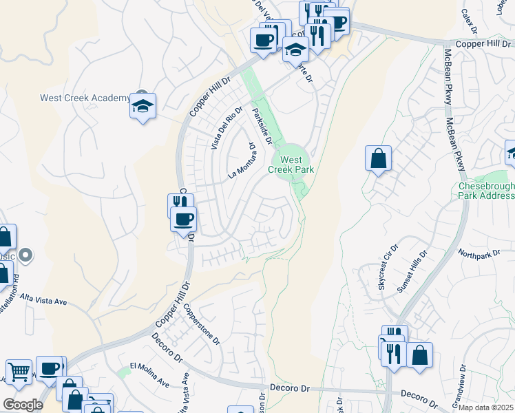 map of restaurants, bars, coffee shops, grocery stores, and more near 28371 Vela Way in Santa Clarita