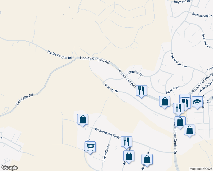 map of restaurants, bars, coffee shops, grocery stores, and more near 28655 Industry Drive in Los Angeles County