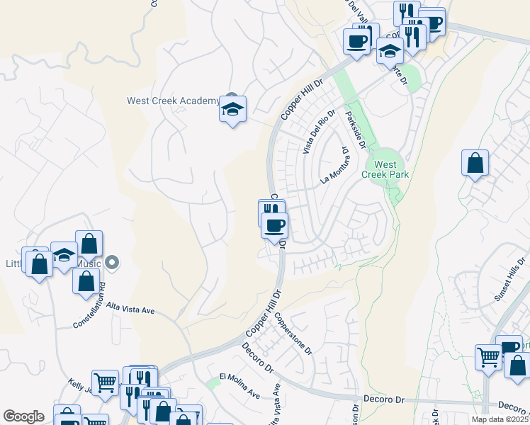 map of restaurants, bars, coffee shops, grocery stores, and more near 24505 Copper Hill Dr in Los Angeles