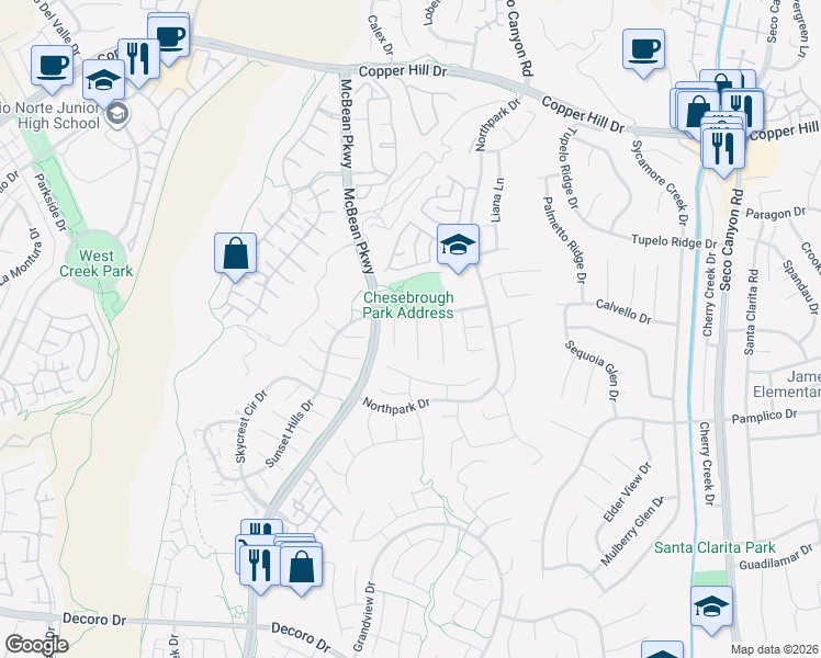 map of restaurants, bars, coffee shops, grocery stores, and more near 27943 Brookdale Court in Santa Clarita