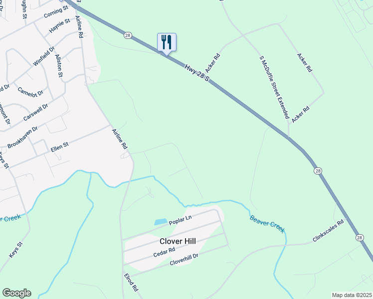 map of restaurants, bars, coffee shops, grocery stores, and more near 301 Kaye Drive in Anderson
