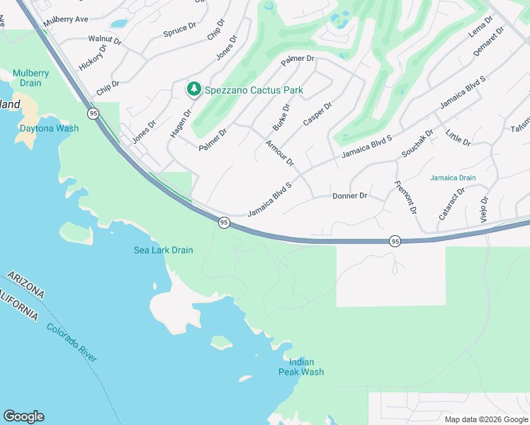 map of restaurants, bars, coffee shops, grocery stores, and more near 2000 S Jamaica Blvd in Lake Havasu City
