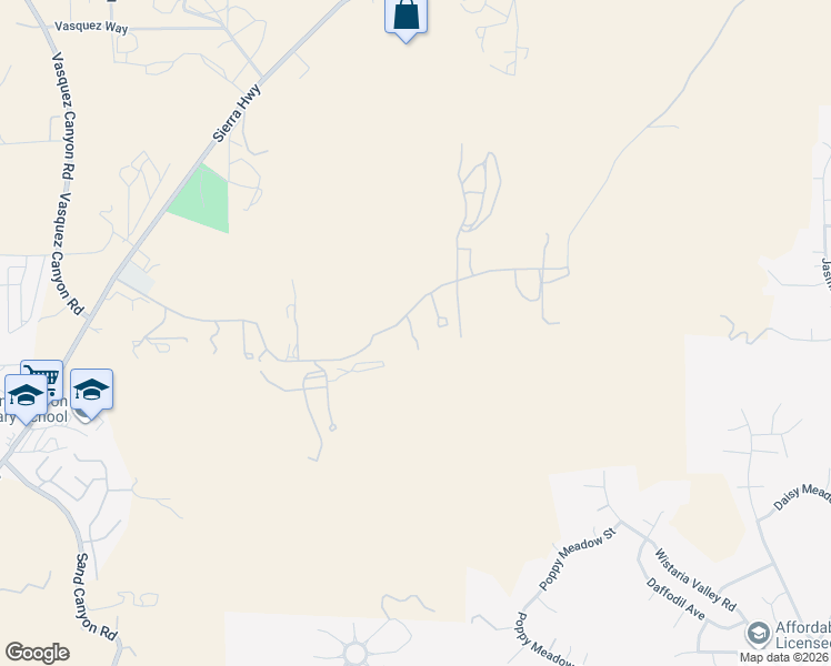 map of restaurants, bars, coffee shops, grocery stores, and more near 15600 Baker Canyon Road in Santa Clarita