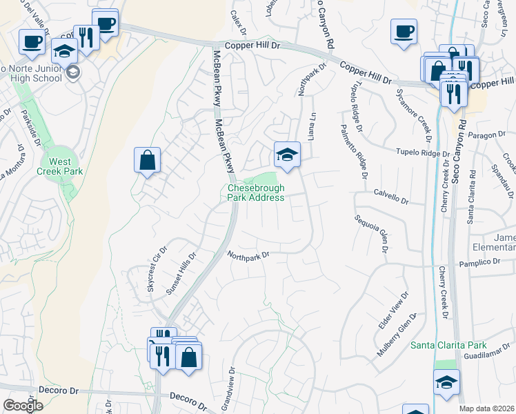 map of restaurants, bars, coffee shops, grocery stores, and more near 27943 Brookdale Court in Santa Clarita