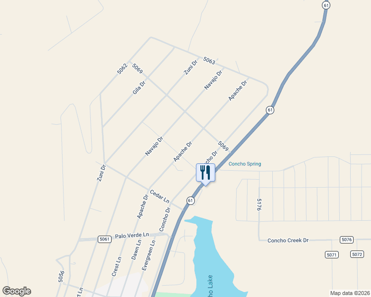 map of restaurants, bars, coffee shops, grocery stores, and more near Apache Drive in Apache County