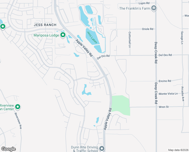 map of restaurants, bars, coffee shops, grocery stores, and more near 19598 Rolling Green Drive in Apple Valley