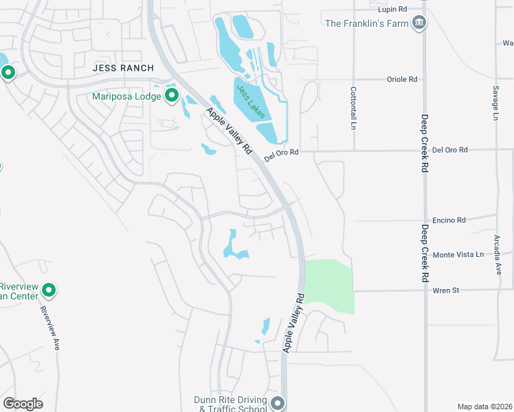 map of restaurants, bars, coffee shops, grocery stores, and more near 19598 Rolling Green Drive in Apple Valley