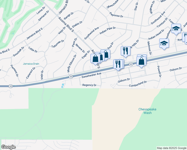 map of restaurants, bars, coffee shops, grocery stores, and more near 2598 Sweetwater Ave in Lake Havasu City