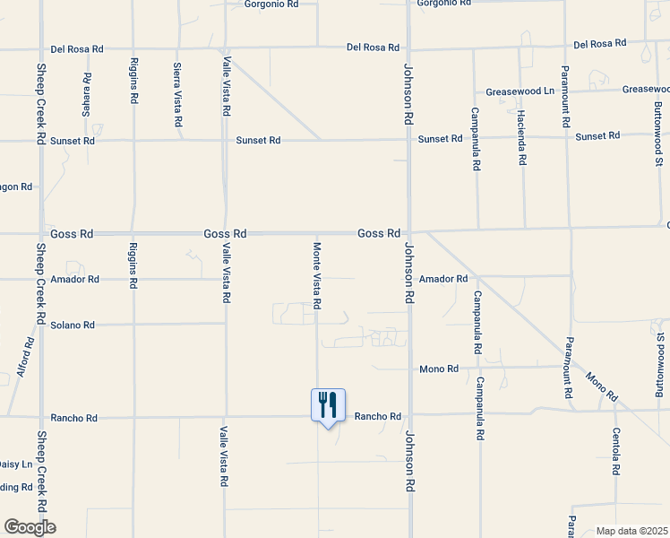 map of restaurants, bars, coffee shops, grocery stores, and more near 11213 Monte Vista Road in Phelan