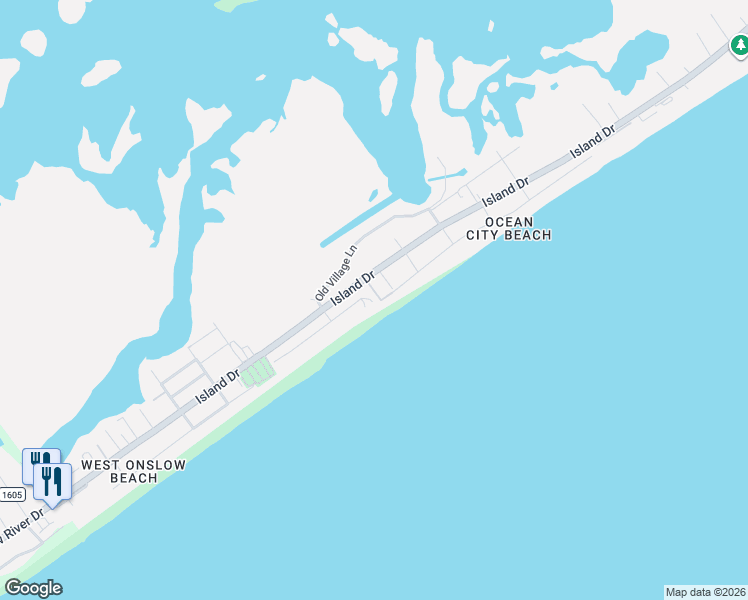 map of restaurants, bars, coffee shops, grocery stores, and more near 122 North Permuda Wynd in North Topsail Beach