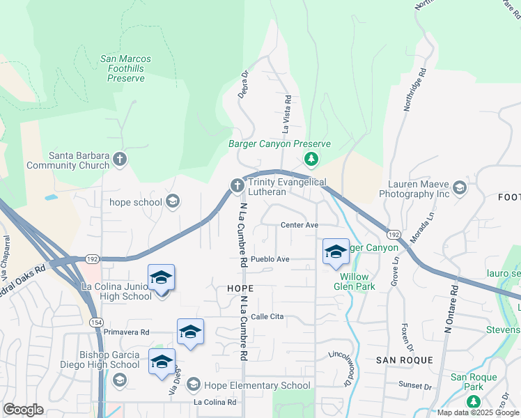 map of restaurants, bars, coffee shops, grocery stores, and more near 3856 Crescent Drive in Santa Barbara