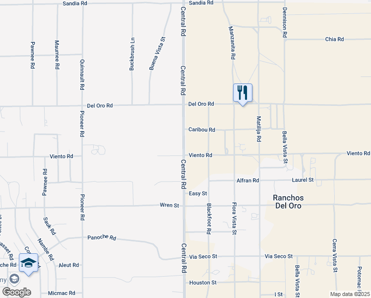map of restaurants, bars, coffee shops, grocery stores, and more near 11123 Central Road in Apple Valley