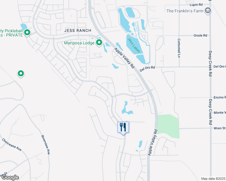 map of restaurants, bars, coffee shops, grocery stores, and more near 11142 Avonlea Road in Apple Valley