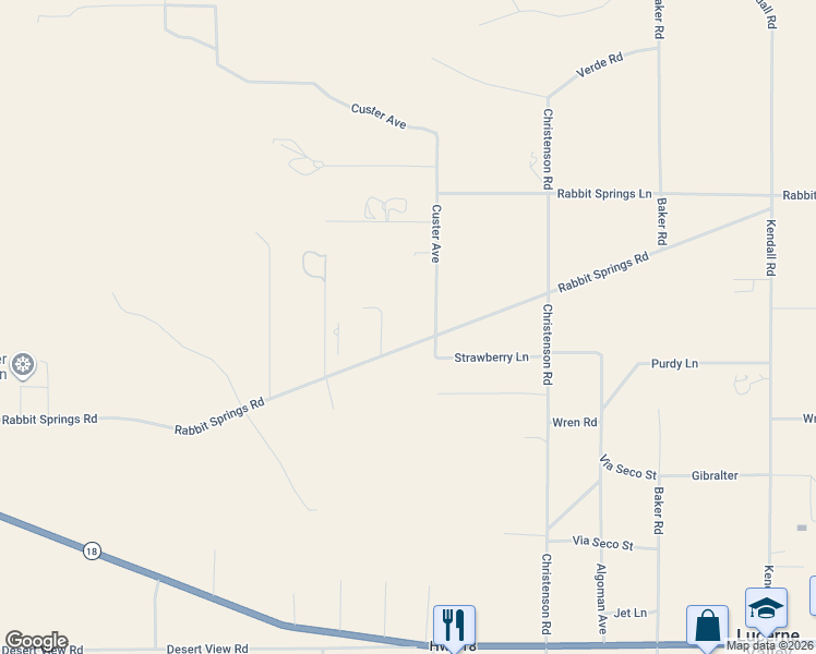 map of restaurants, bars, coffee shops, grocery stores, and more near 31212 Rabbit Springs Road in Lucerne Valley