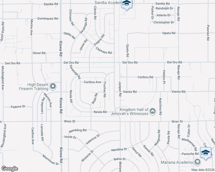 map of restaurants, bars, coffee shops, grocery stores, and more near 11111 Truchas Road in Apple Valley