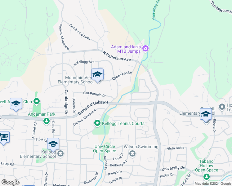 map of restaurants, bars, coffee shops, grocery stores, and more near 857 North Kellogg Avenue in Santa Barbara
