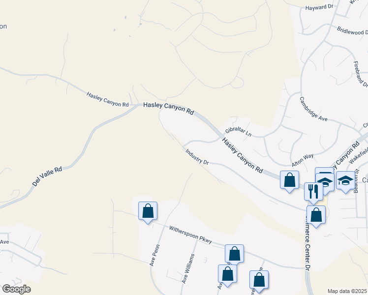 map of restaurants, bars, coffee shops, grocery stores, and more near 28655 Industry Drive in Los Angeles County