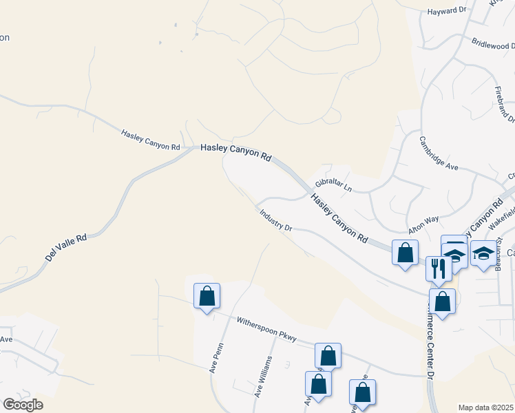 map of restaurants, bars, coffee shops, grocery stores, and more near 28623 Industry Drive in Los Angeles County