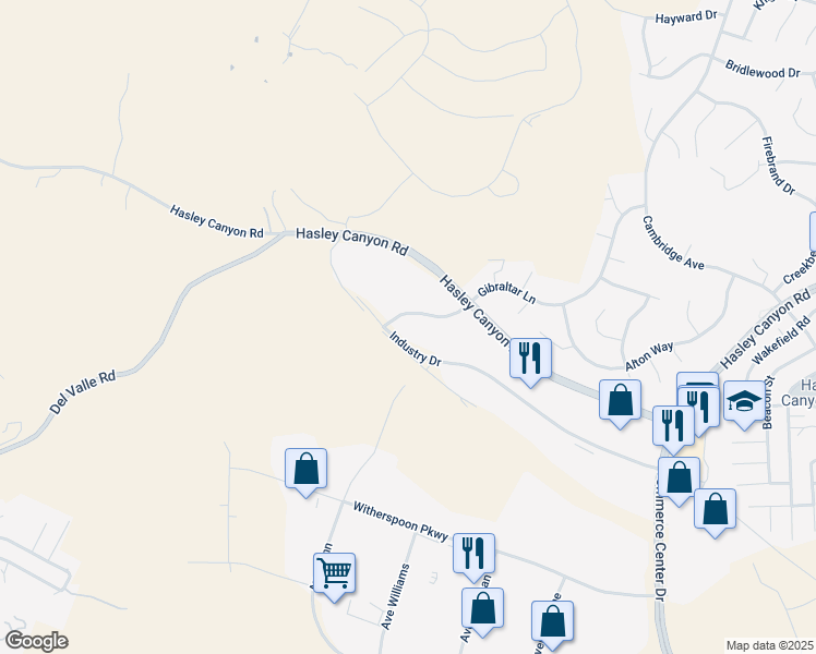 map of restaurants, bars, coffee shops, grocery stores, and more near 28623 Industry Drive in Los Angeles County