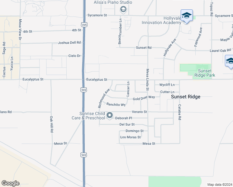 map of restaurants, bars, coffee shops, grocery stores, and more near 12314 Bear Ridge Way in Victorville