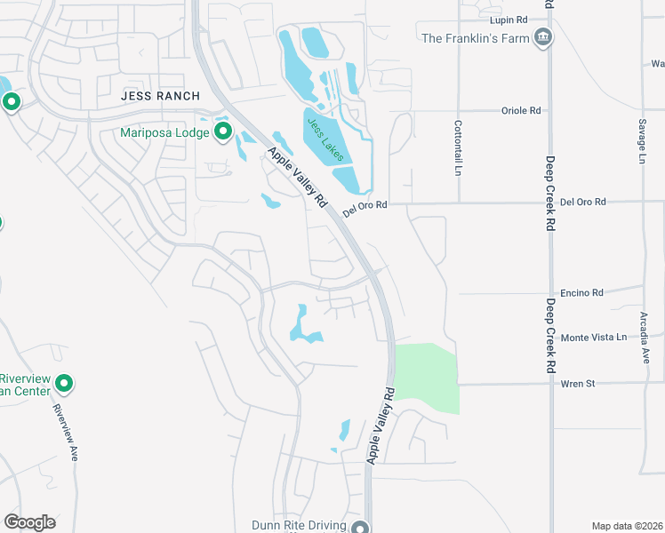 map of restaurants, bars, coffee shops, grocery stores, and more near 19595 Ironside Drive in Apple Valley