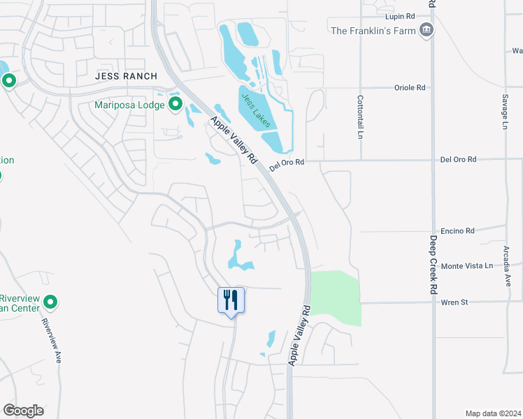 map of restaurants, bars, coffee shops, grocery stores, and more near 19595 Ironside Drive in Apple Valley