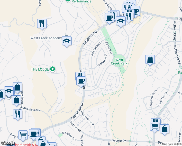 map of restaurants, bars, coffee shops, grocery stores, and more near 28407 Vista Del Rio Drive in Santa Clarita
