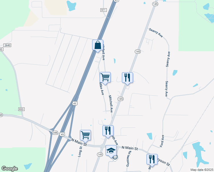 map of restaurants, bars, coffee shops, grocery stores, and more near 620 Mitchell Avenue in Guntown