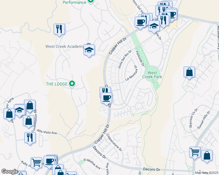 map of restaurants, bars, coffee shops, grocery stores, and more near 24496 Marzal Street in Santa Clarita