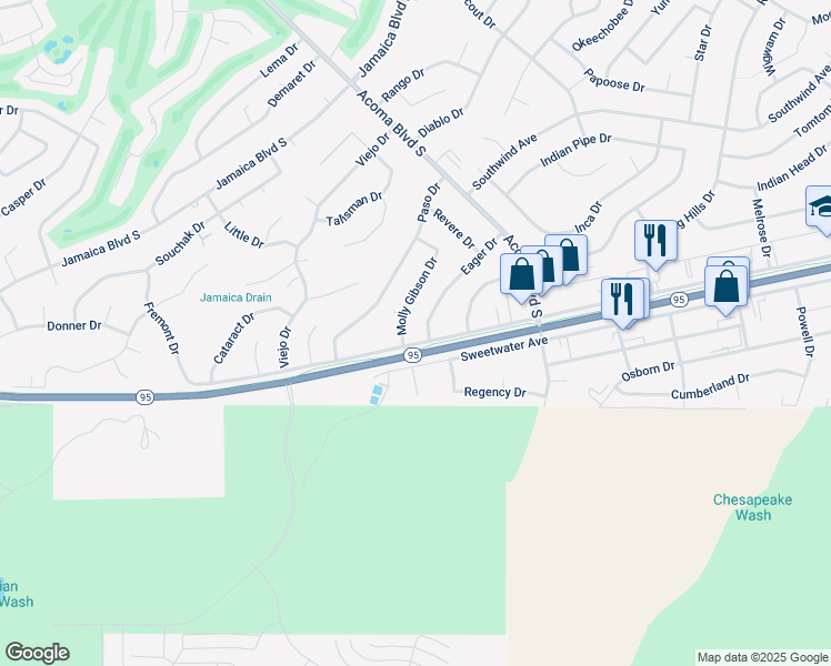 map of restaurants, bars, coffee shops, grocery stores, and more near 2541 Fremont Drive in Lake Havasu City