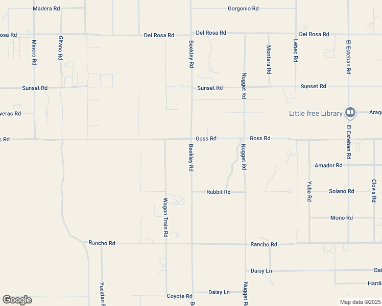 map of restaurants, bars, coffee shops, grocery stores, and more near Beekley Road in Phelan