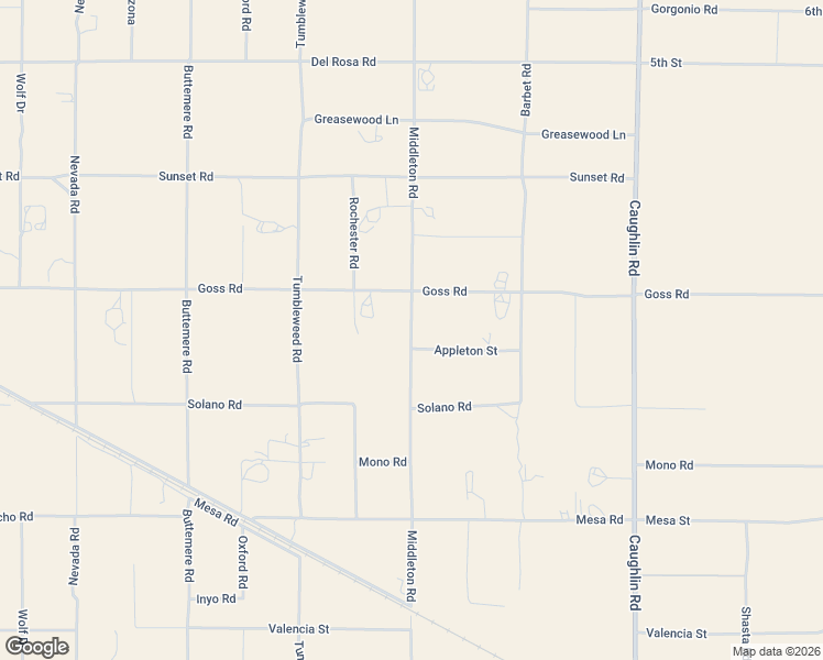 map of restaurants, bars, coffee shops, grocery stores, and more near Middleton Road in Phelan