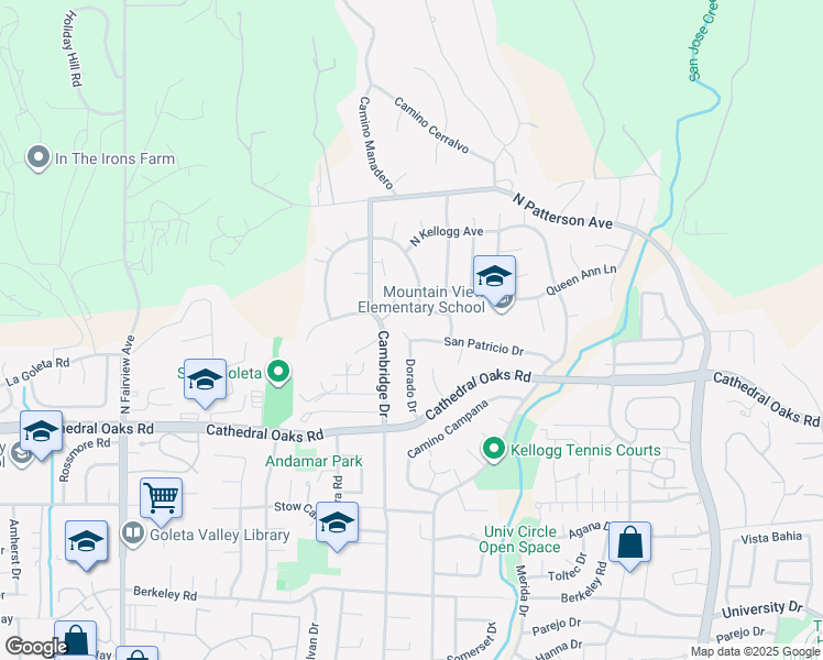 map of restaurants, bars, coffee shops, grocery stores, and more near 870 Cambridge Drive in Santa Barbara