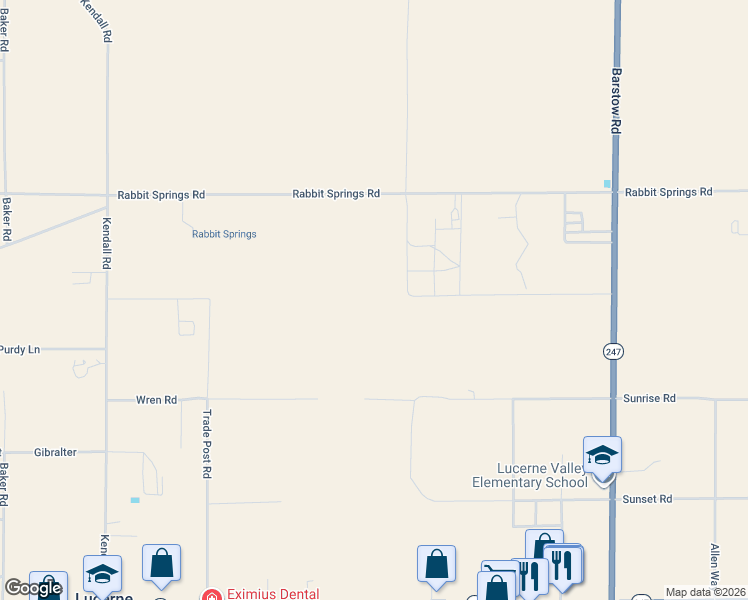 map of restaurants, bars, coffee shops, grocery stores, and more near 32375 Blake Road in Lucerne Valley