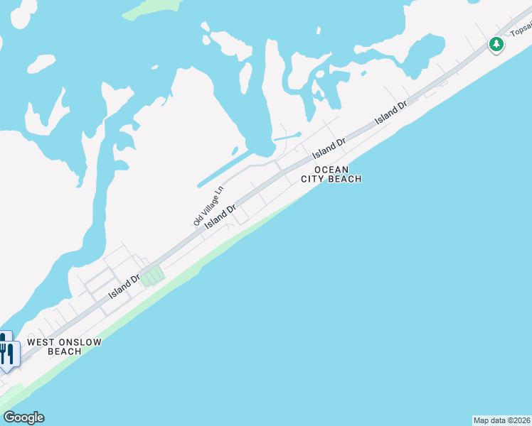 map of restaurants, bars, coffee shops, grocery stores, and more near 442 Ocean Drive in North Topsail Beach