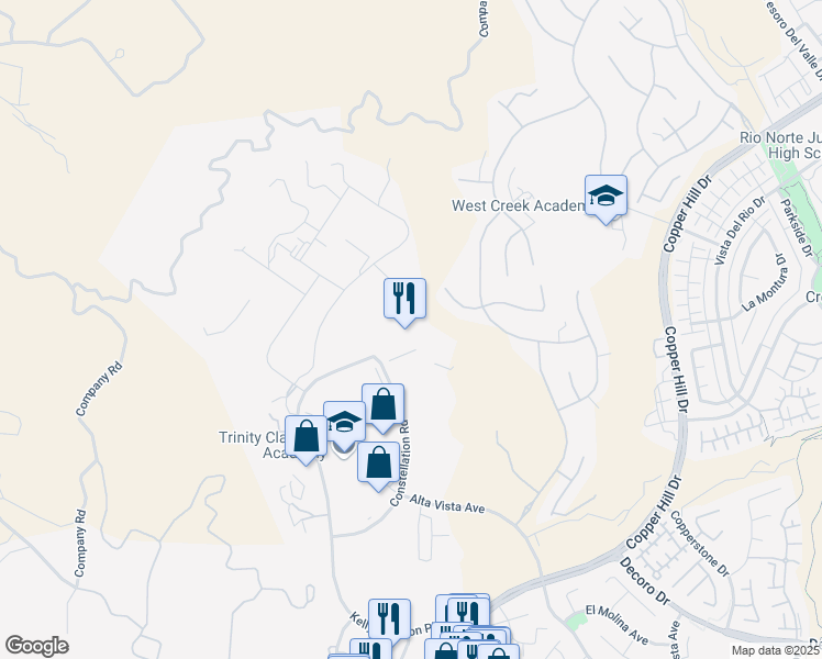 map of restaurants, bars, coffee shops, grocery stores, and more near 28502 Constellation Road in Santa Clarita