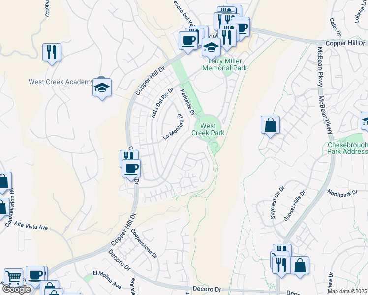 map of restaurants, bars, coffee shops, grocery stores, and more near 28444 Camino Del Arte Drive in Santa Clarita