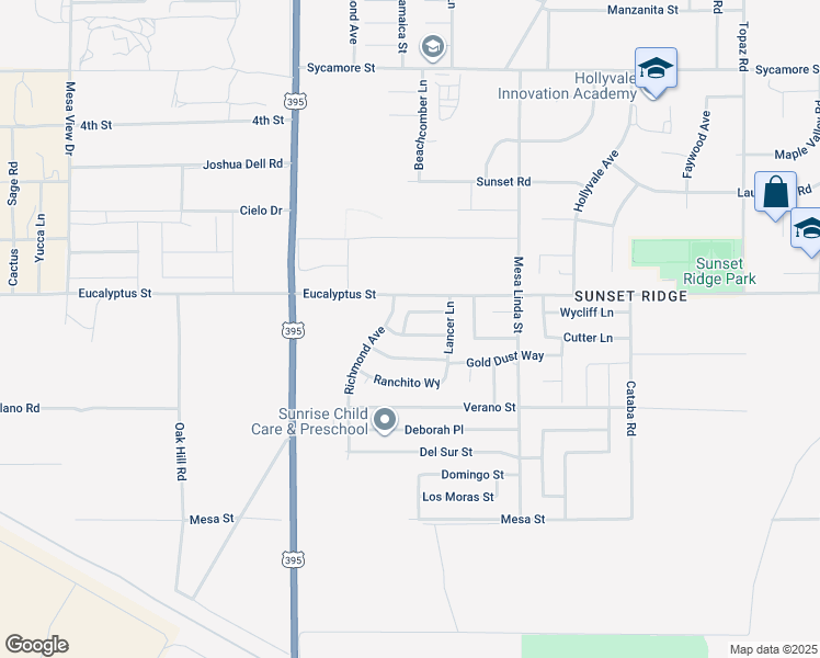 map of restaurants, bars, coffee shops, grocery stores, and more near 12322 Craven Way in Victorville