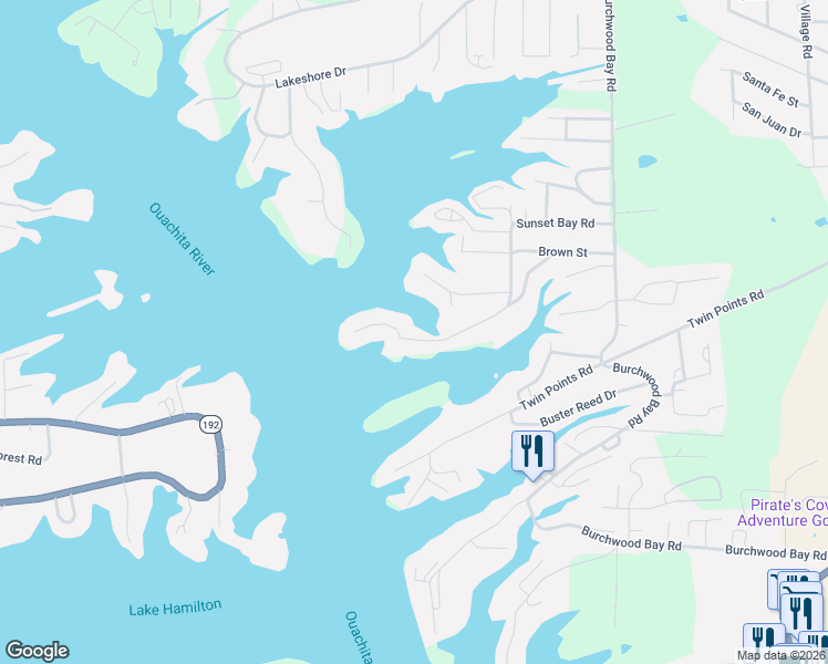 map of restaurants, bars, coffee shops, grocery stores, and more near 400 Sunset Bay Road in Hot Springs