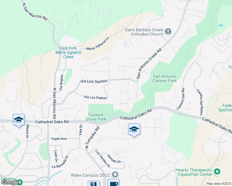 map of restaurants, bars, coffee shops, grocery stores, and more near 4734 San Antonio Court in Santa Barbara