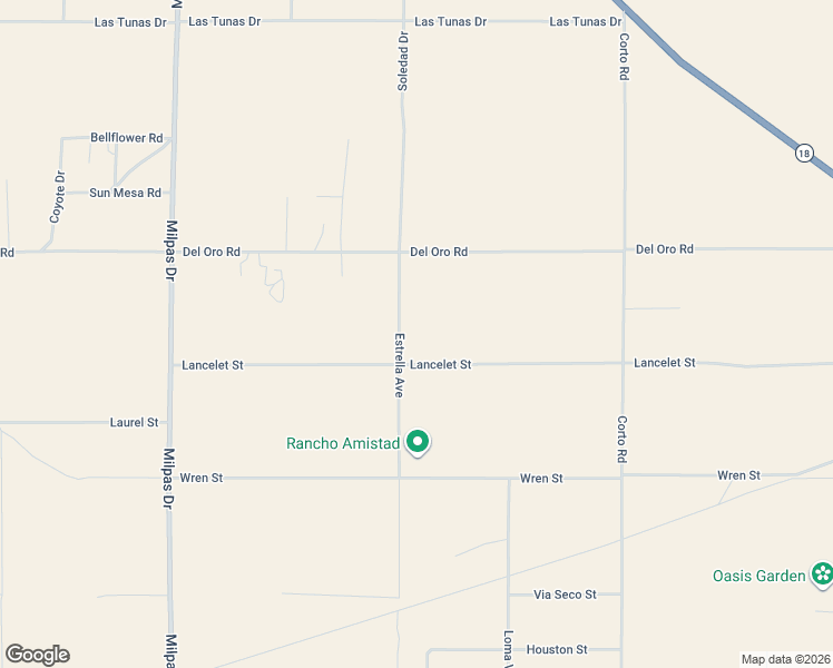 map of restaurants, bars, coffee shops, grocery stores, and more near 11101-11299 Estrella Avenue in Apple Valley