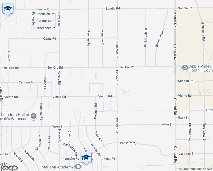 map of restaurants, bars, coffee shops, grocery stores, and more near 11175 Tyee Road in Apple Valley